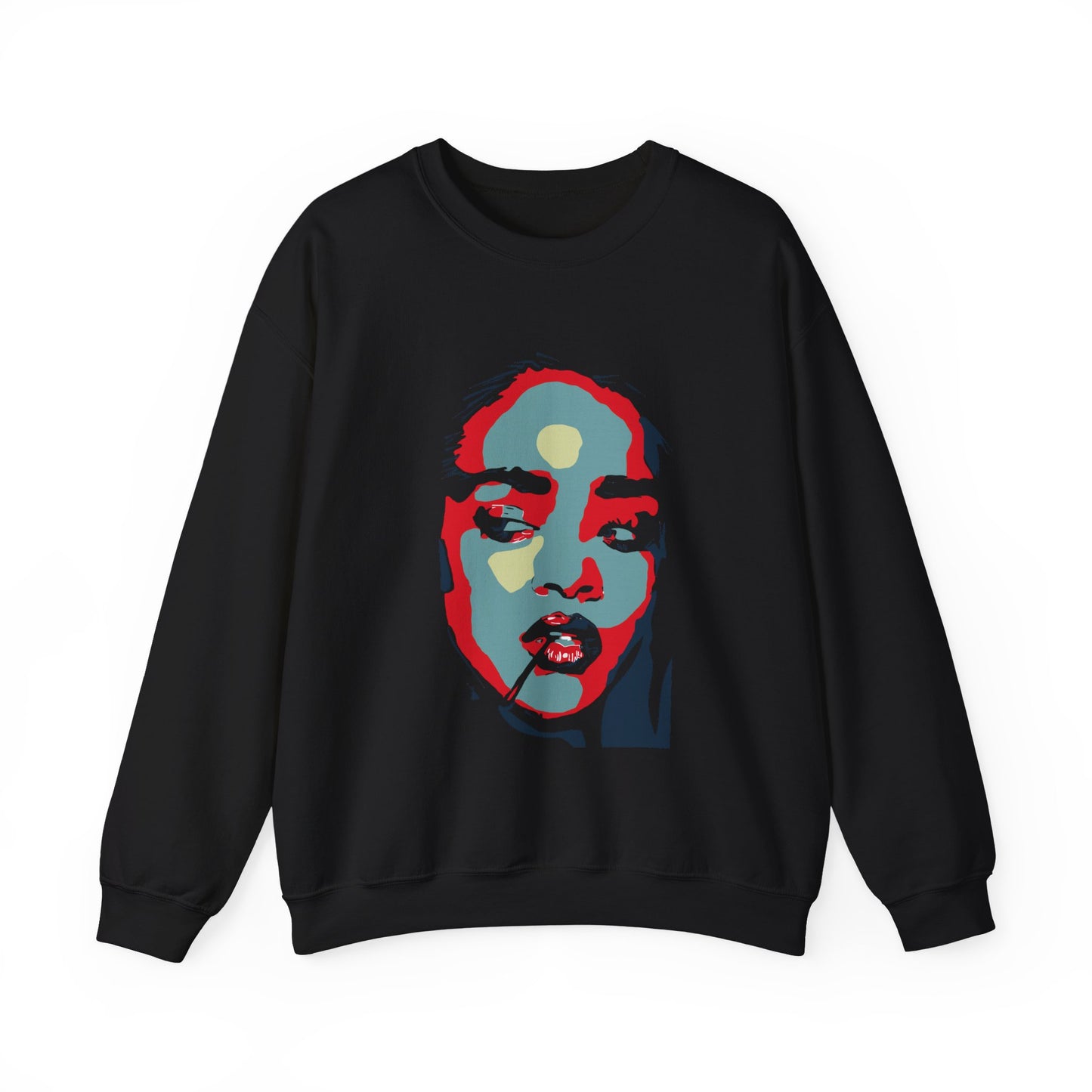 Artistic Face Graphic Crewneck Sweatshirt, Unisex Sweatshirt, Casual Wear, Gift for Art Lovers, Unique Streetwear